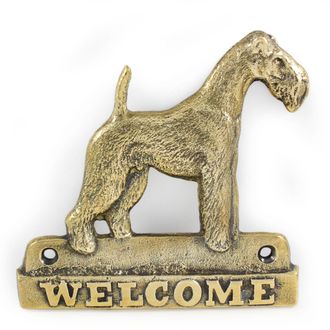 OEM Fox Terrier De Pelo Duro: Letrero Para Puerta Con Un Perro, Placa De Bienvenida De Lat&oacute;n, Letrero Exclusivo Con La Palabra Bienvenido De Art-dog
