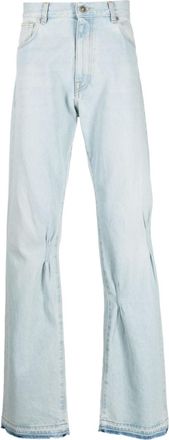 424 gathered-detailing straight-leg jeans - men - Cotton/Cotton/Polyester - 50 - Blue
