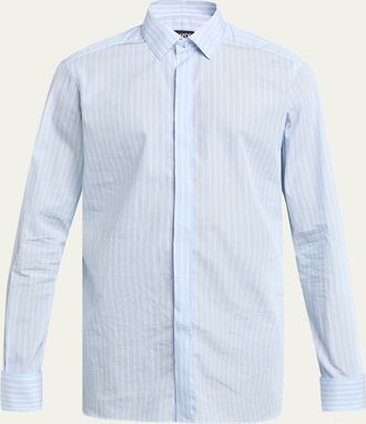 Tom Ford Mens Cotton Multi-Stripe French Cuff Sport Shirt