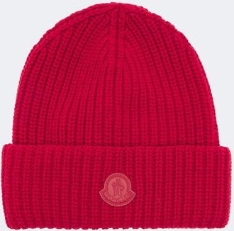 Moncler Berretto in cashmere a coste con logo