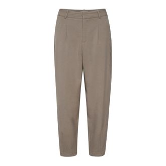 Kaffe Hoge Taille Cropped Broek Brindle - Dames - Broeken - Beige - Maat: XS