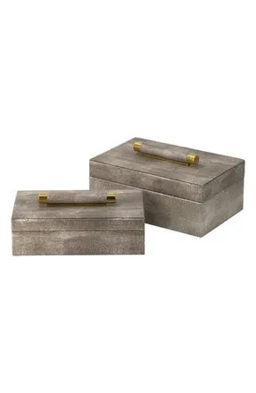 R16 Home Mamba Stingray Embossed Box - Set of 2 in Grey/Gold at Nordstrom Rack