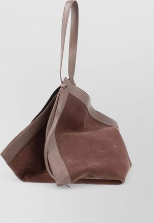 Yuzefi suede tote bag dual handles trim