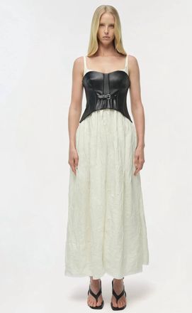SIMKHAI Cortland Belted Bustier Midi Dress In Black Multi