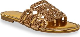 Chase + Chloe by Intouch Footwear Rhinestone Embellished Slide Sandal in Gold Metallic at Nordstrom Rack, Size 5.5