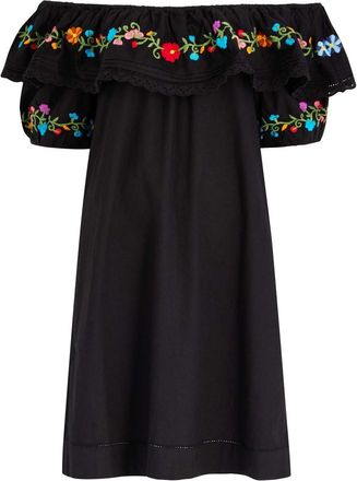 Rixo Rixo Saige Ombre Floral-embroidered Cotton Mini Dress - Black - 14 (UK14 / L)