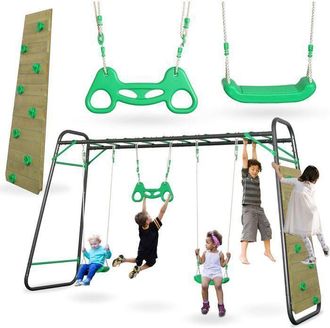 OEM Estaci&oacute;n De Juegos - &Aacute;rea De Juegos Jard&iacute;n Acero 2 Asientos Escalera Mur Escalada M&aacute;x 200kg 368x112x222cm
