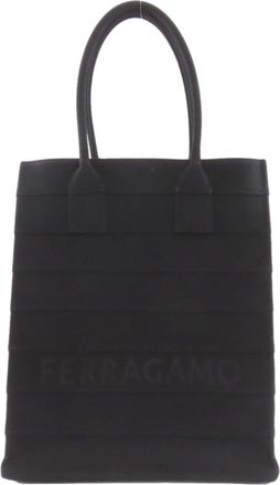 Ferragamo Black Canvas Tote Bag (Pre-Owned)