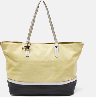 Bally Yellow/black Leather Shopper Tote