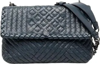Bottega Veneta Pre-owned Cross Body Bags, female, Blue, Size: ONE SIZE Pre-owned Leather Shoulder Bag