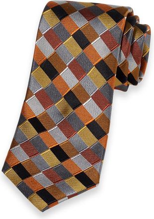 Paul Fredrick Geometric Woven Silk Tie