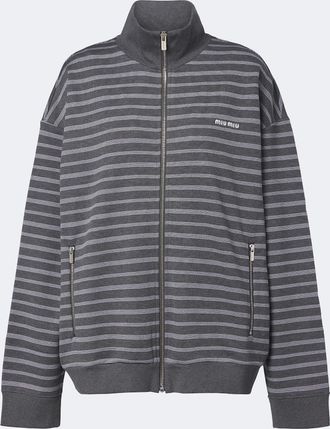 Miu Miu Striped cotton zip-up sweatshirt