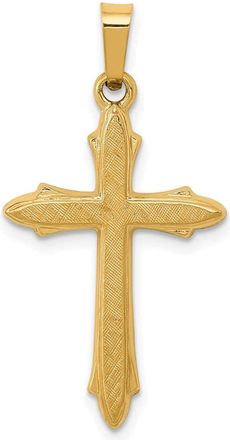 Diamond2Deal 14k Yellow Gold Textured and Polished Passion Cross Pendant