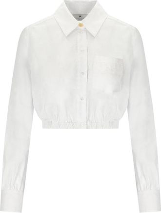 Elisabetta Franchi Witte Katoenen Poplin Cropped Shirt - Dames - Overhemden - Wit - XL - Katoen - Overhemden