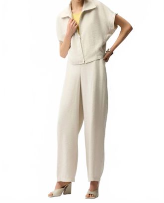 Joseph Ribkoff Woven Front Zip Boxy Jacket In Moonstone