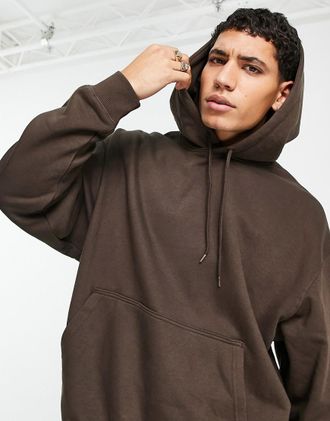 Weekday oversized hoodie in brown