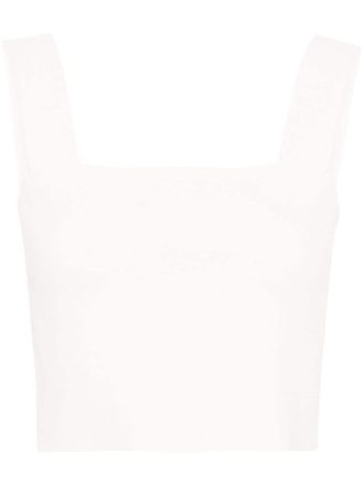 Maje knitted crop top - women - Polyamide/Elastane/Viscose - 2 - White