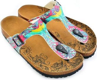 Goby Pink & Turquoise T-Strap Sandal CAL518