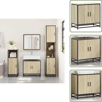 vidaXL Mobiletto in legno massello - vidaXL Mobiletto per Lavabo da Bagno Rovere Sonoma 65x33x60 cm Legno Massello - Mobiletto in metallo