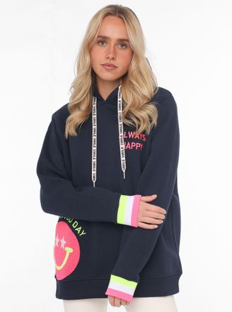Zwillingsherz Hoodie »Always Happy« Smiley aus Frottee, Neon-Details, Kapuze, Langarm