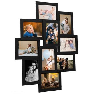 Berkfield Home Collage Photo Frame for 10x(13x18 cm) Picture Black MDF | Size: 13x18 cm