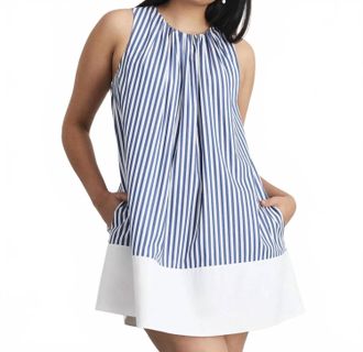 Tanya Taylor Hallie Dress In Optic White French Blue