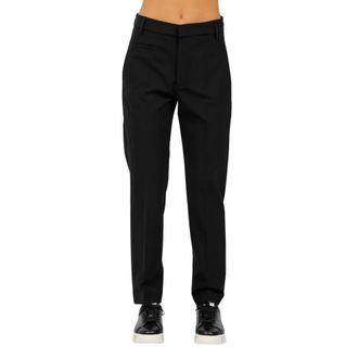 Dondup Broeken, Dames, Zwart, W34, Wol, Wollen wortelbroek Ariel stijl