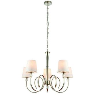 Loops Luxury Hanging Ceiling Pendant Light Bright Nickel White Silk 5 Lamp Chandelier