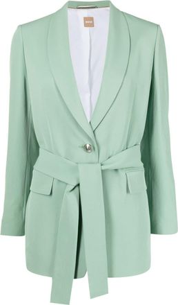 BOSS single-breasted belted blazer - women - Polyamide/Viscose/Triacetate/Spandex/Elastane - 38 - Green