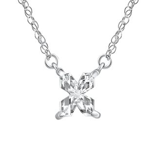 Pompeii3 Diamond X Initial Pendant 18 Necklace 14K White Gold Lab Grown