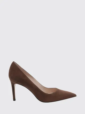 Stuart Weitzman Power Suede Almond-Toe Pumps with a High Heel