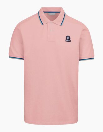 Sandbanks Mens SANDBANKS BADGE LOGO TIPPED SLEEVE POLO SHIRT DUSTY PINK - Size: 42