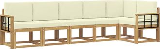 vidaXL Conjunto De Sof&aacute;s De Exterior 6 Uds. Blanco Y Crema Poli&eacute;ster Vidaxl