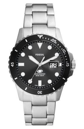 Fossil Blue Dive Bracelet Watch, 42mm in Silver at Nordstrom, Size 42 Mm
