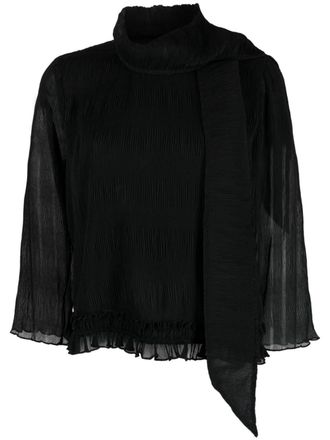 Ganni Plissé blouse - Zwart