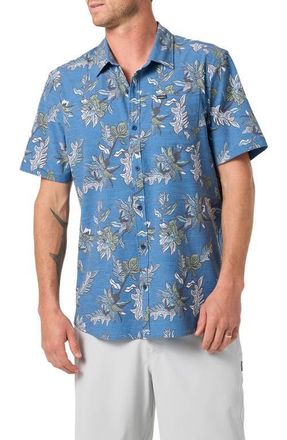 O'Neill Relaxed Fit Short Sleeve Performance Slub Button-Up Shirt in Midnight Navy at Nordstrom, Size Xx-Large