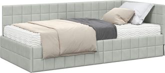 vidaXL Estructura De Cama Esquina Con Colch&oacute;n 2 Uds. Gris Claro Vidaxl