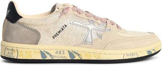 Premiata Bskt Clay Grey Leather Blend Sneakers