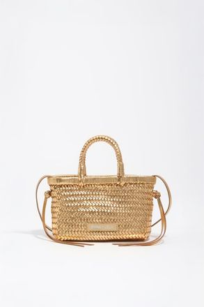 Bimba & Lola Plaited Leather XS Bag in Gold at Nordstrom