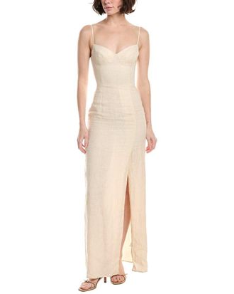 Eleventy Bustier Linen Maxi Dress