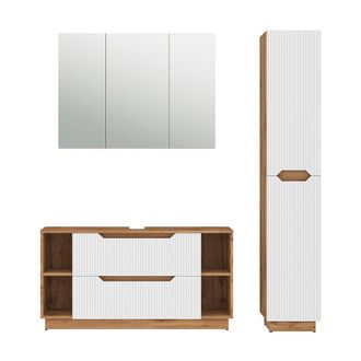 Vicco Juego De Muebles De Ba&ntilde;o De 3 Piezas Lotta, Roble/rayas Blancas, 3 Partes, Vicco