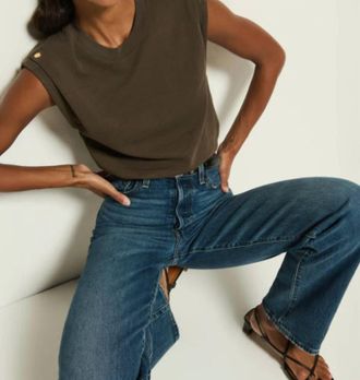 Nation Ltd Marina Muscle Tee With Shoulder Pads In Espresso