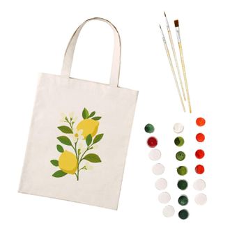 Generic CXINLky Painting by Numbers Canvas Bag, Creative DIY Painting by Numbers Shoulder Bag Handbag with Large Capacity, 04-Lemon, Medium