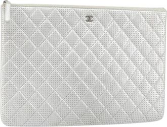 Chanel Pre-owned Clutches, female, Gray, Size: ONE SIZE Pre-owned Vintage Leather Clutch