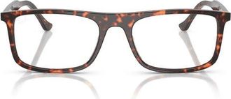 Ray-Ban 55mm Rectangular Optical Glasses in Red Havana at Nordstrom