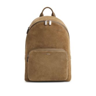 BOSS Backpack in monogram-embossed suede