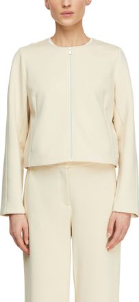Comma Kurzjacke COMMA, Damen, Gr. 36, bone beige, Web, Obermaterial: 92% Polyester, 8% Elasthan, unifarben, taillenlang, Rundhals, Jacken Kurzjacke, aus wei