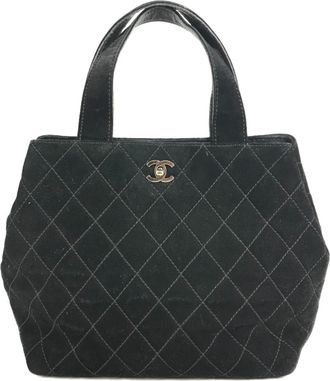 Chanel Matelasse Black Suede Handbag Tote Bag (Pre-Owned)