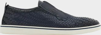 Ferragamo Men & apos;s Woven Leather Slip-On Derby Sneakers