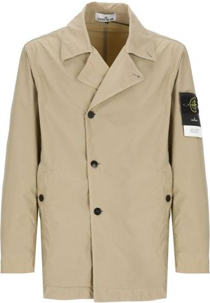 Stone Island Beige Jacket With Classic Lapel